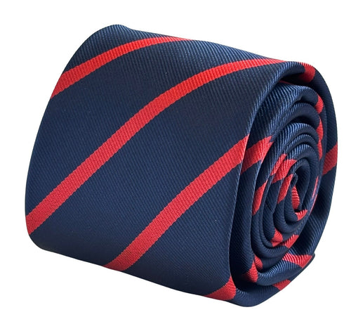 dark navy blue and red striped tie